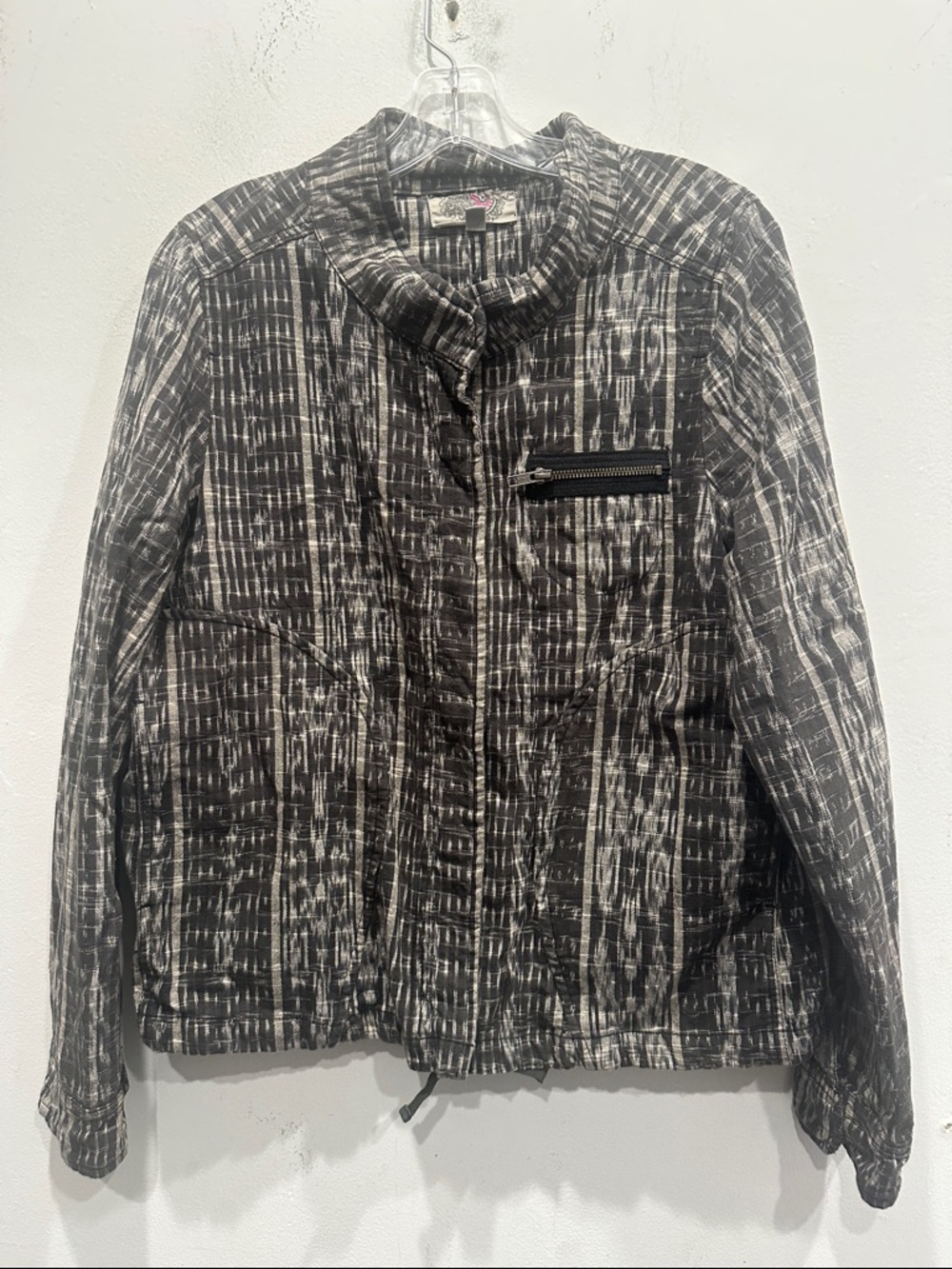 Ecote Urban Outfitters black white 100% cotton bomber jacket boho large